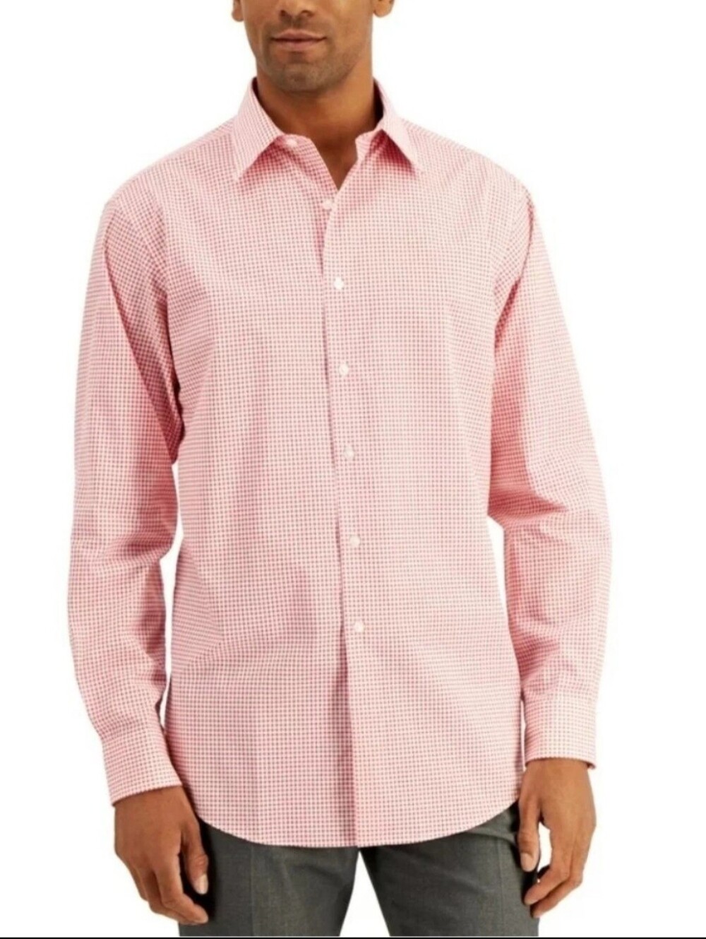 Club Room Men's Red Plaid Dress Shirt Size Medium 15-15.5 NWT BT-3120